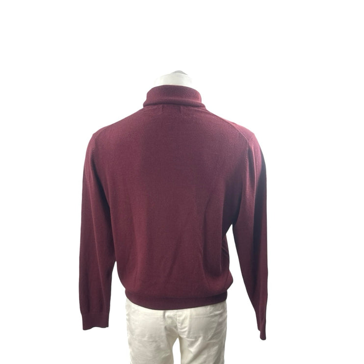 Orvis Men's Red Silk Cashmere Turtleneck Long Sleeve Knit Sweater Top Size M