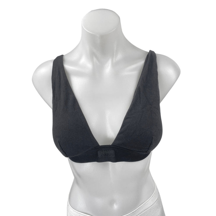 Skims Women's Black Sleeveless Plunge Neck Cami Bralette Crop Tank Top Size XL