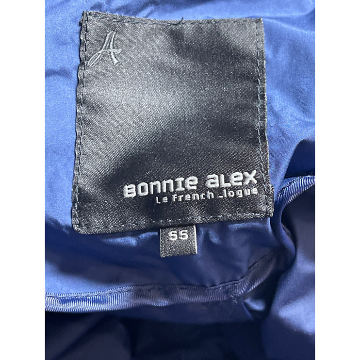 NEW Bonnie Alex Women's Blue Hooded Long Sleeve Parka Rain Coat Jacket Size M/L