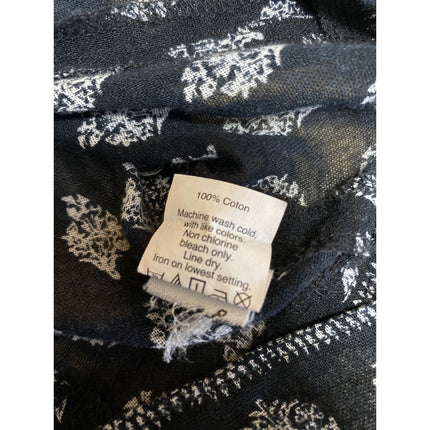 Madewell Moroccan Paisley Black 3/4 Sleeve Bohemian Tunic Peasant Blouse Top XS