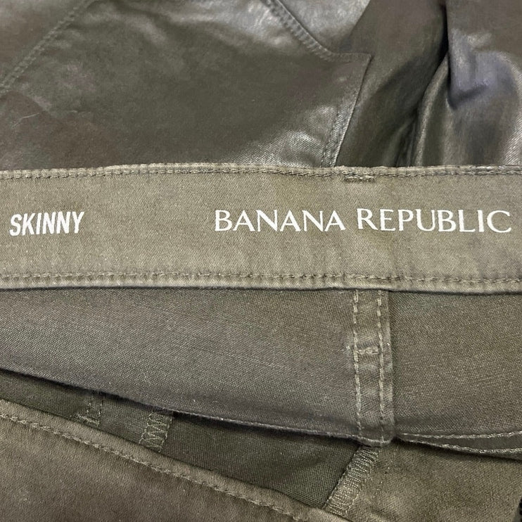 Banana Republic Black Faux Vegan Leather Skinny Mid Rise Trousers Pants Size 29