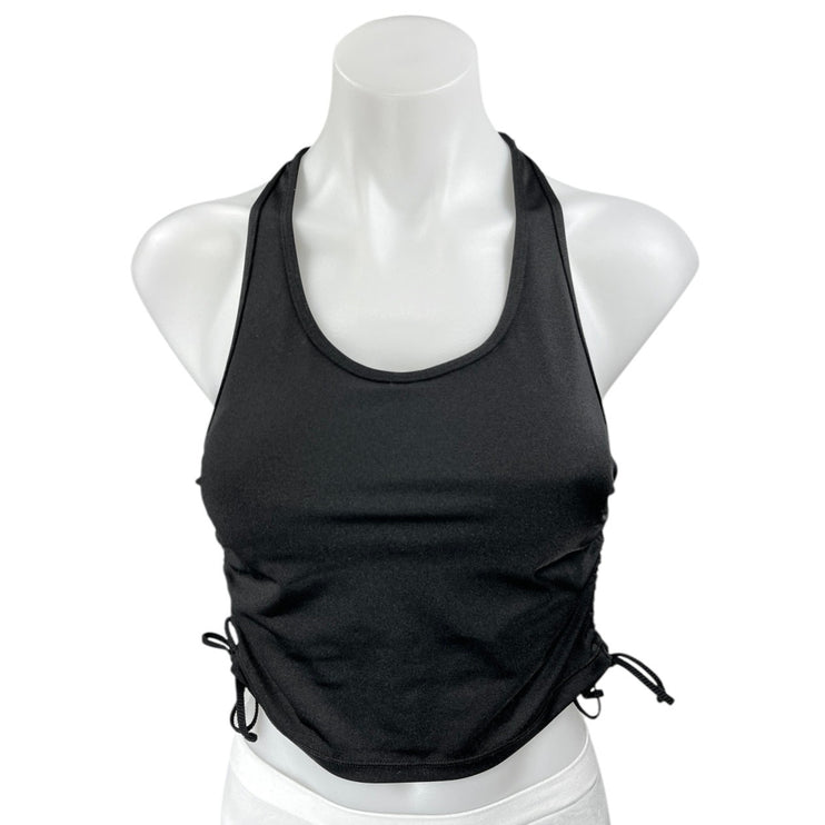 Alala Women's Black Sleeveless Racerback Ruched Sides Pullover Crop Tank Top S