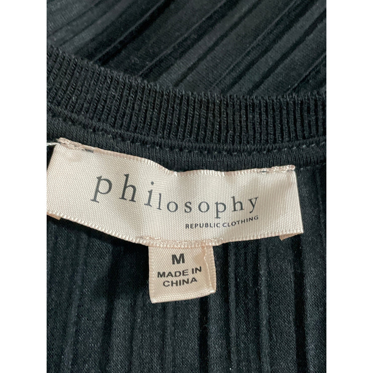Philosophy Women's Black Pleated Sleeveless Round Neck Tank Blouse Top Size M