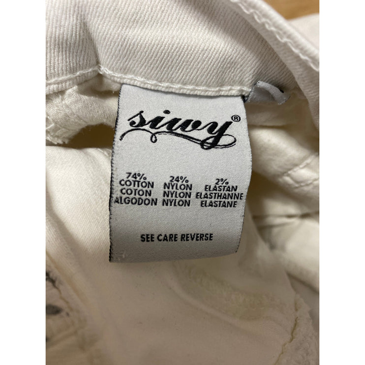 Siwy Women's White Mid Rise Frayed Raw Hem Skinny Leg Denim Jeans Pants Size 26