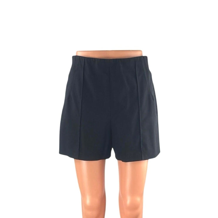 Zara Women's Black High Waisted Pintucked Straight Leg Mini Casual Shorts Size S