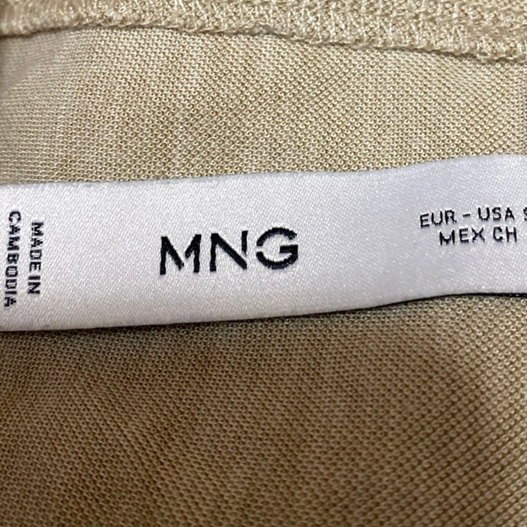 MNG Mango Beige Tan Khaki Sleeveless High Neck Cami Cropped Tank Top Size S