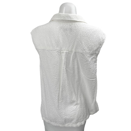 Banana Republic Women's White Sleeveless Textured Button Up Shirt Top Size S