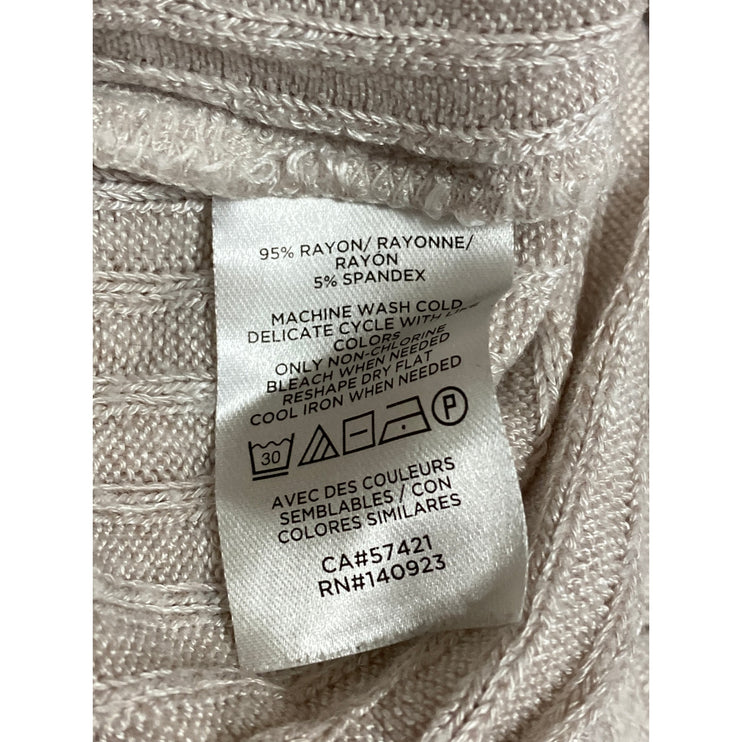 LOFT Women's Beige Rib Knit V-Neck Henley Sleepwear Lounge Pajama Set Size M