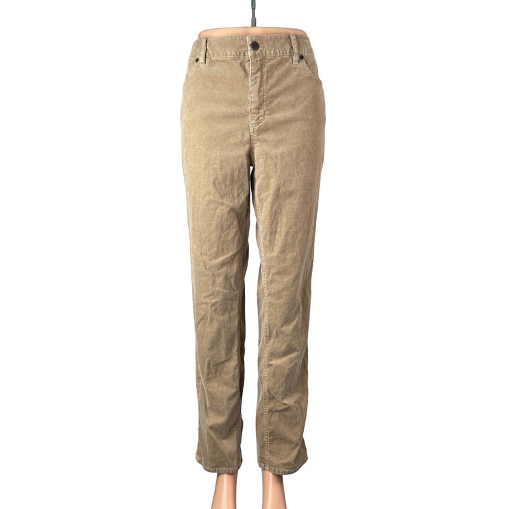 Talbots Flawless Five-Pocket Women's Tan Khaki Beige Corduroy Trousers Pants 12
