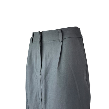 Princess Polly Women's Dark Gray High Waisted Slit Pleated Pencil Midi Skirt 4