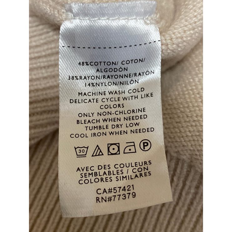 Ann Taylor Women's Beige Knit Long Sleeve Button Up Crop Cardigan Sweater Top XS