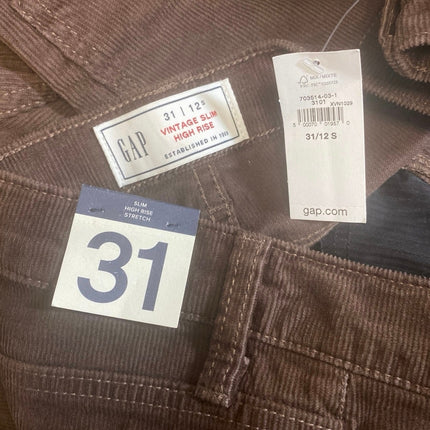 NEW GAP Women's Brown Corduroy High Rise Barrel Carrot Tapered Trousers Pants 31