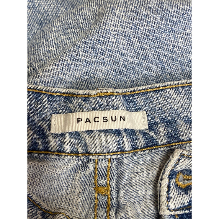 Pacsun Women's Blue High Waisted Frayed Hem Straight Leg Denim Jeans Pants Sz 24