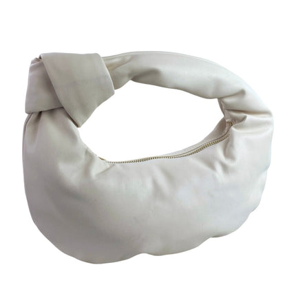 NEW Melie Bianco Alexandra Cream Faux Leather Vegan Zip Hobo Handbag One Size