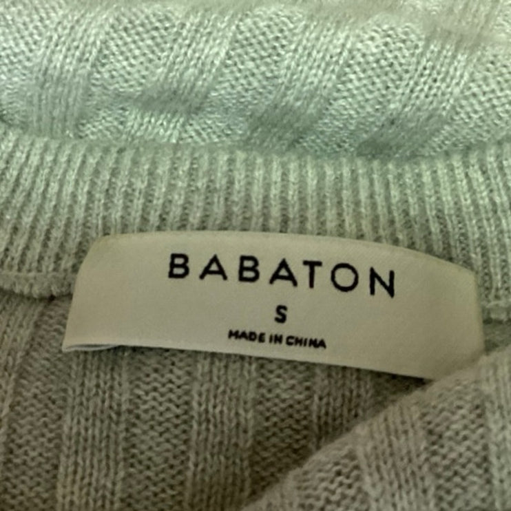 Aritzia Babaton Gray Wool Linen Ribbed Knit Crew Neck Crop Sweater Top Size S