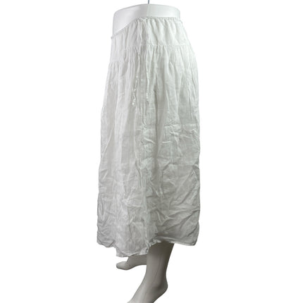 NEW J. Crew Women's White Peasant Boho Tiered Flowy Crinkle Maxi Skirt Size XL