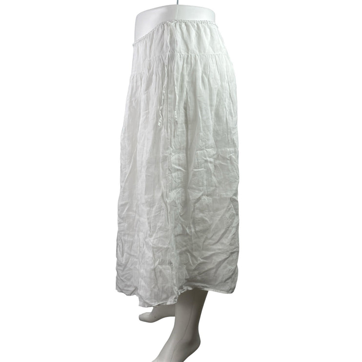 NEW J. Crew Women's White Peasant Boho Tiered Flowy Crinkle Maxi Skirt Size XL