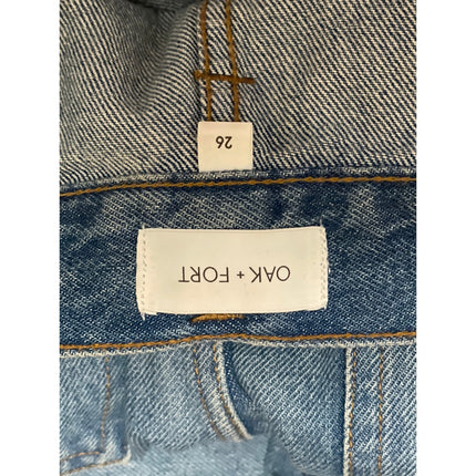 Oak + Fort Womens Blue High Waisted Straight Wide Leg Cargo Denim Jeans Pants 26