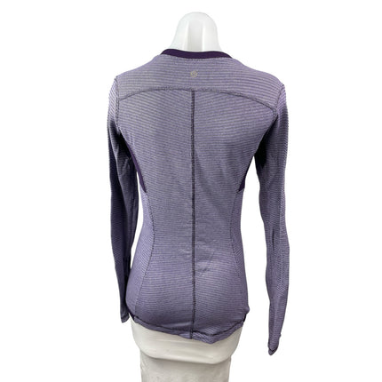 Lululemon Base Runner Purple Striped Athletic Long Sleeve T Shirt Tee Top 4/6