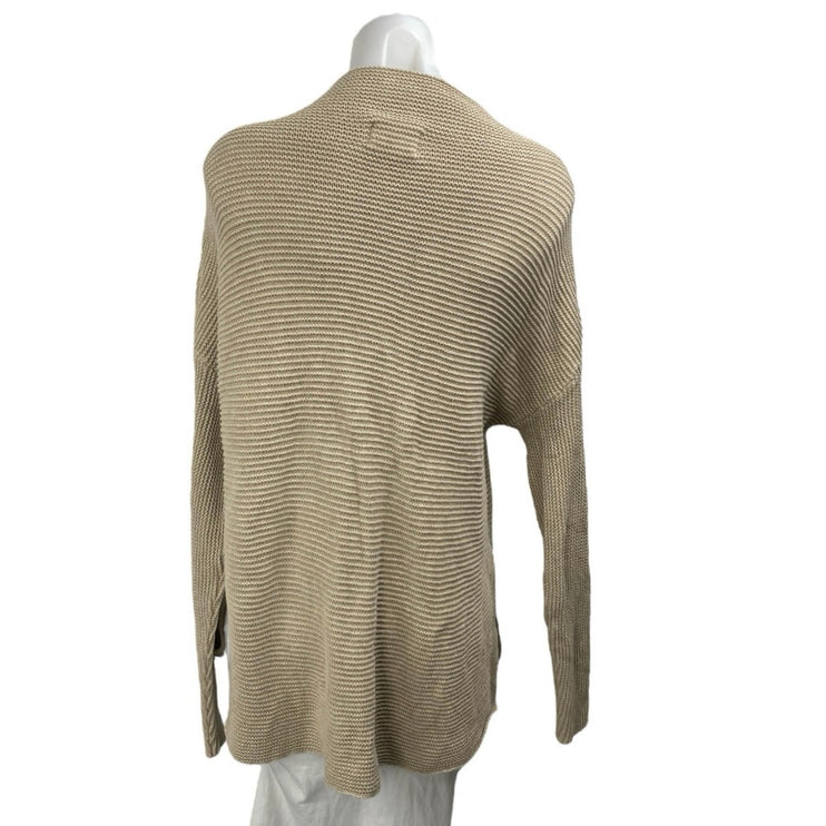 Pact Women's Cream Rib Knit High Neck Long Sleeve Oversized Sweater Top Size S