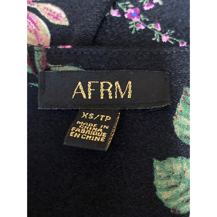 AFRM Ossie Multicolor Floral V Neck Long Puff Sleeve Button Down Bodysuit Top XS