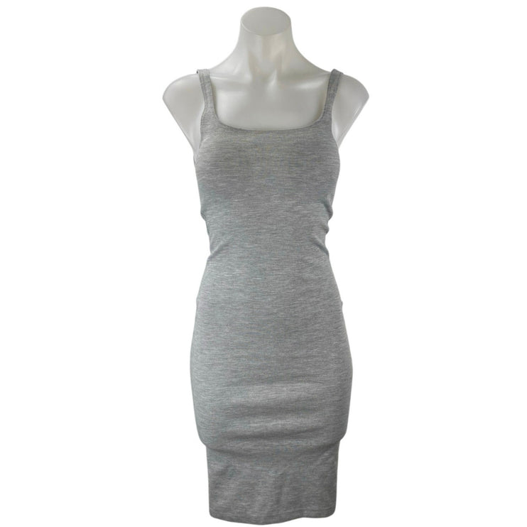 Zara Trafaluc Gray Sleeveless Square Neck Slit Bodycon Midi Tank Dress Size S
