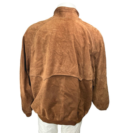Paul Stuart Men's Brown 100% Genuine Leather Suede Zip Up Bomber Coat Jacket XL