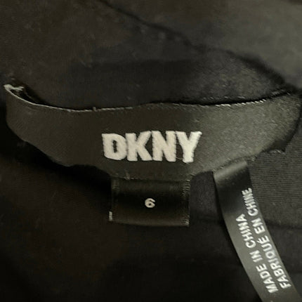 DKNY Black Short Puff Sleeve Pleated Button Down Fit & Flare Mini Dress Size 6