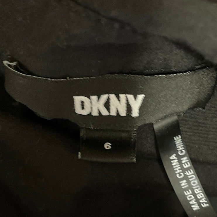 DKNY Black Short Puff Sleeve Pleated Button Down Fit & Flare Mini Dress Size 6