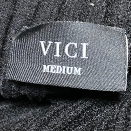 Vici Women's Black Ribbed Knit Long Sleeve Stitch Turtleneck Sweater Top Size M