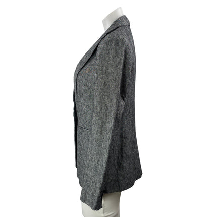 J By J.Crew Women's Gray Long Sleeve Peak Lapel Pocket Blazer Coat Jacket Size 4