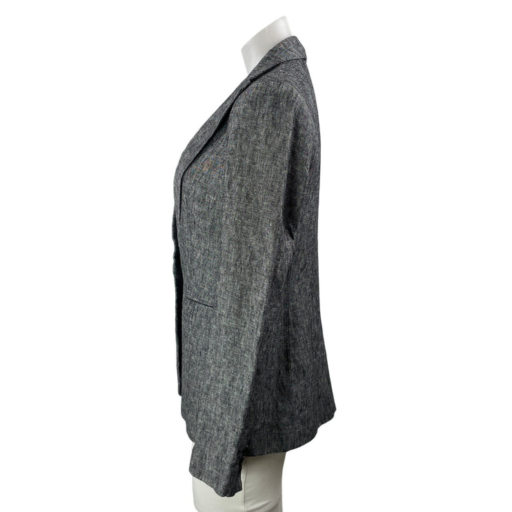 J By J.Crew Women's Gray Long Sleeve Peak Lapel Pocket Blazer Coat Jacket Size 4