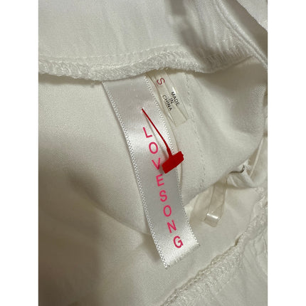 Lovesong White Sleeveless V Neck Tiered A Line Flare Tie Romper Shorts Size S