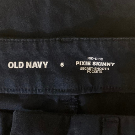 Old Navy Blue Mid Rise Stretch Pockets Casual Cropped Pixie Skinny Pants Size 6