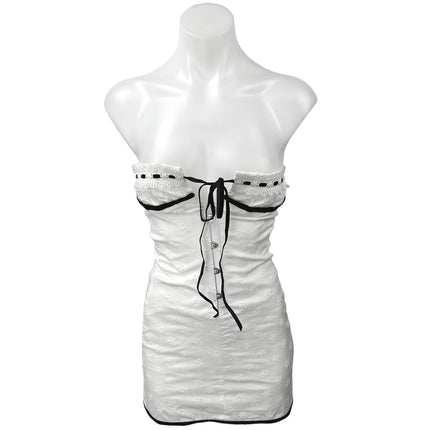 NEW With Jean Sabrin White Embroidery Strapless Sleeveless Mini Corset Dress XXS