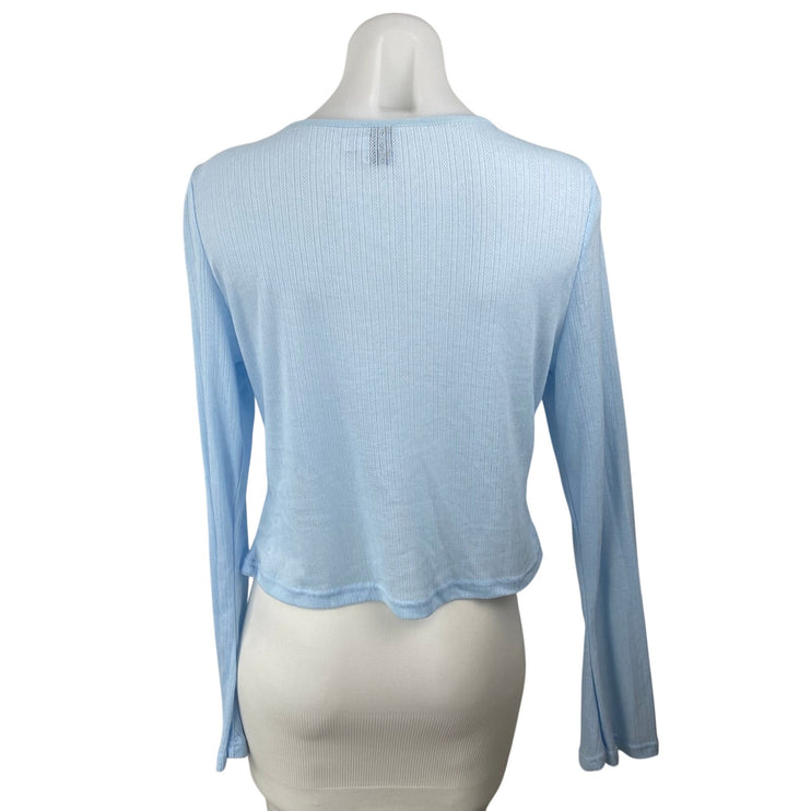 Princess Polly Barbaro Blue Long Sleeve Tie Crop Bolero Cardigan Sweater Top 0