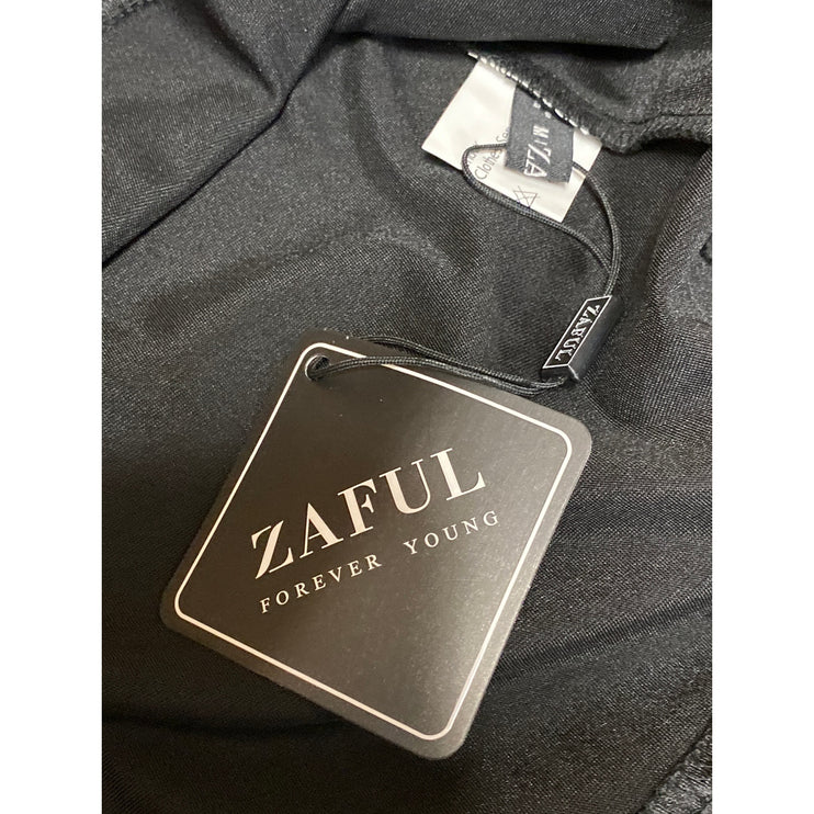 NEW Zaful Black Silk Satin Halter Cowl Neck Backless A Line Mini Dress Size M