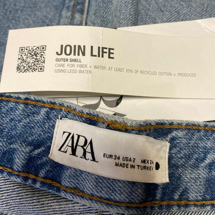 NEW Zara Women's Blue Medium Wash High Rise Relaxed Straight Denim Jeans Size 2