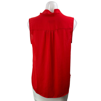 J. Crew Women's Red Sleeveless Casual Bow Tie Neck Relaxed Blouse Top Size M