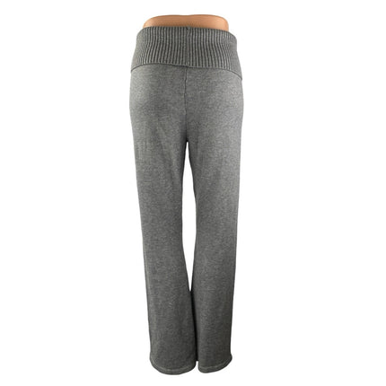 Aeropostale Women's Gray High Waisted Rib Knit Trim Flare Yoga Lounge Pants Sz L