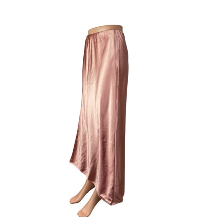 Bella Vie Women's Pink Silk Satin High Waisted Flowy A Line Maxi Skirt Size S