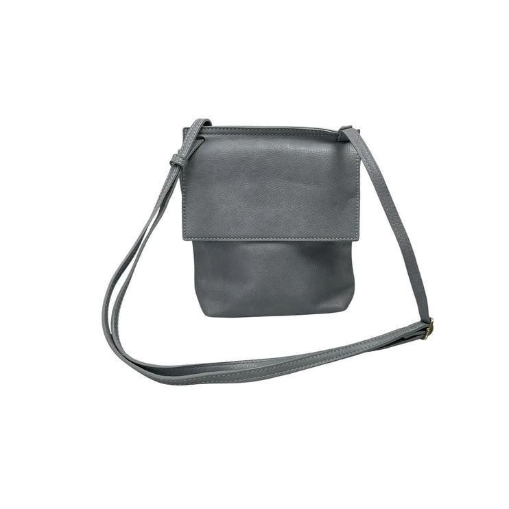 Joy Susan Jensy Chambray Blue Vegan Leather Front Flap Magnetic Crossbody Bag