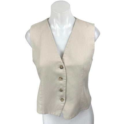 Zara Women's Beige Sleeveless V Neck Button Up Casual Blouse Vest Top Size S
