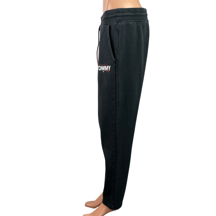 Tommy Hilfiger Black Elastic High Waist Tapered Straight Trousers Pants Size M