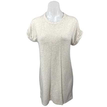 Lou & Grey Cream Fleece Short Sleeve Crew Neck T Shirt Tee Mini Dress Size XS