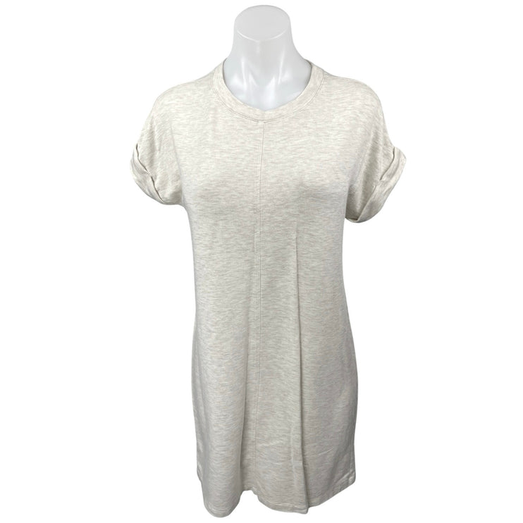 Lou & Grey Cream Fleece Short Sleeve Crew Neck T Shirt Tee Mini Dress Size XS