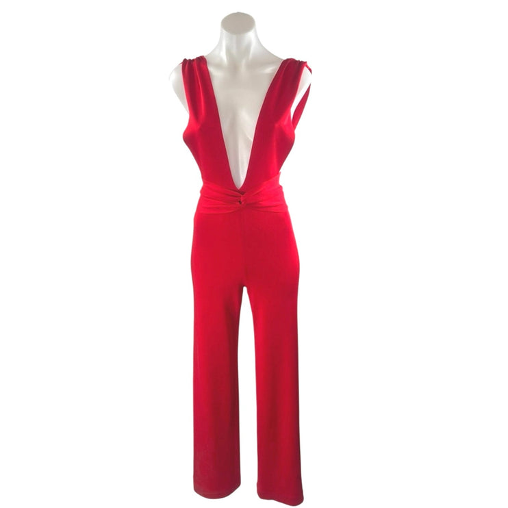 House of CB London Benedetta Red Sleeveless Straight Leg Tank Romper Jumpsuit XS