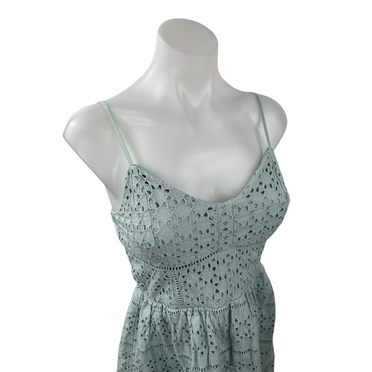Society Girl Womens Blue Eyelet Embroidered Sleeveless Mini flare A-Line Dress 9