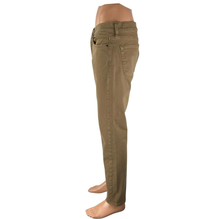 J.Crew 484  Mens Brown Tan High Rise Straight Slim Leg Chino Khaki Pants W33 L30