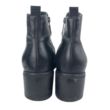 Blondo Elvina Women's Black Leather Zip Pointed Toe Block Heels Ankle Boots 8.5M